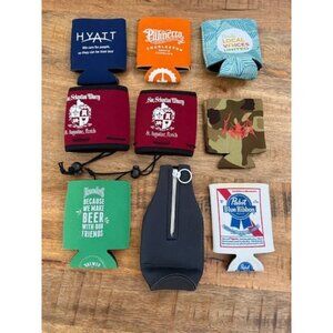 9 Random Can Wine Beer Bottle Koozie Lot Pabst Blue Ribbon Hard Rock Cafe Bundle